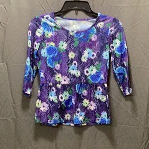 Half sleeve floral purple shirt
